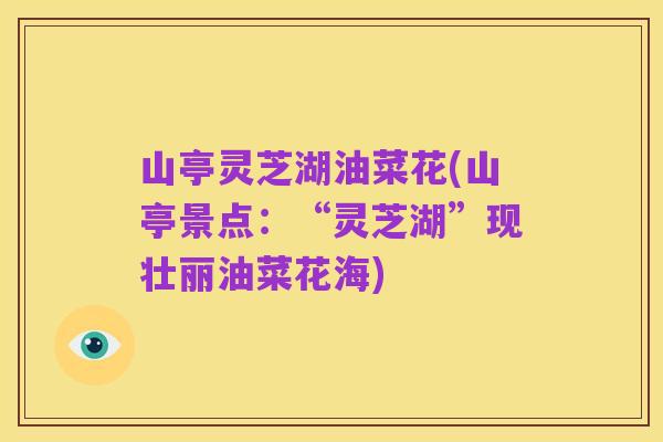 山亭灵芝湖油菜花(山亭景点:“灵芝湖”现壮丽油菜花海)