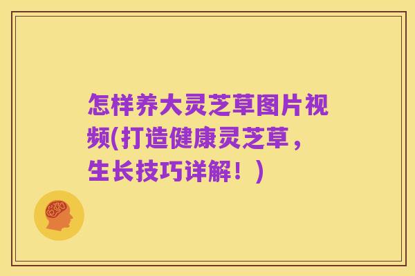 怎样养大灵芝草图片视频(打造健康灵芝草，生长技巧详解！)