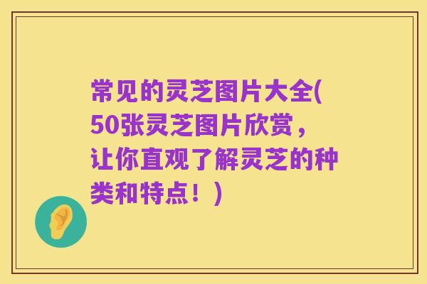 常见的灵芝图片大全(50张灵芝图片欣赏,让你直观了解灵芝的种类和特点!)