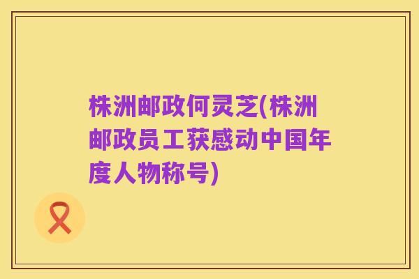 株洲邮政何灵芝(株洲邮政员工获感动中国年度人物称号)