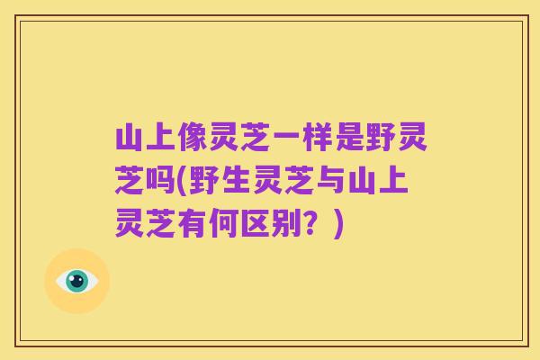 山上像灵芝一样是野灵芝吗(野生灵芝与山上灵芝有何区别?)