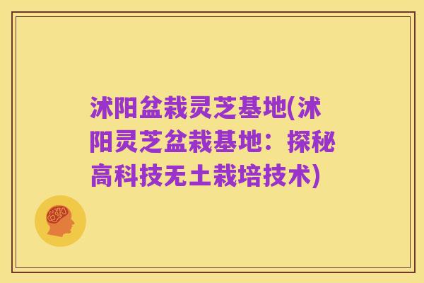 沭阳盆栽灵芝基地(沭阳灵芝盆栽基地：探秘高科技无土栽培技术)