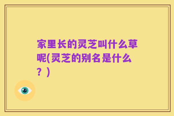 家里长的灵芝叫什么草呢(灵芝的别名是什么?)