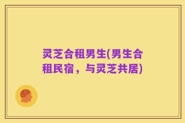 灵芝合租男生(男生合租民宿，与灵芝共居)