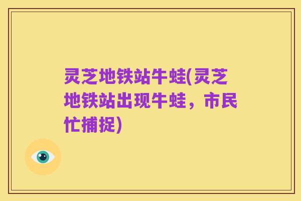 灵芝地铁站牛蛙(灵芝地铁站出现牛蛙,市民忙捕捉)
