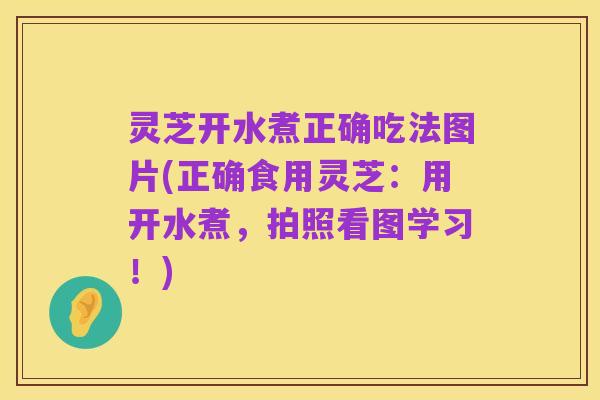 灵芝开水煮正确吃法图片(正确食用灵芝：用开水煮，拍照看图学习！)