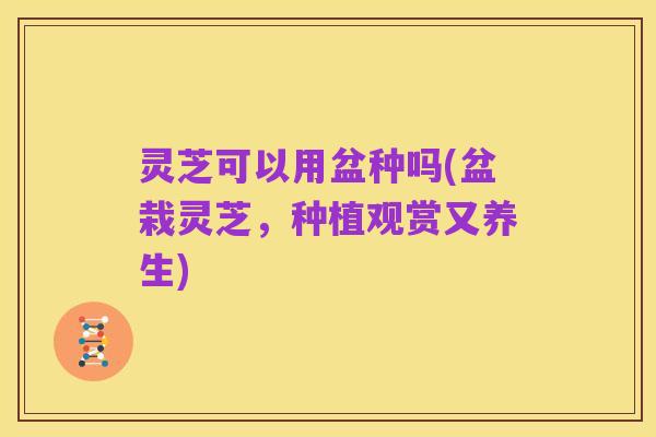 灵芝可以用盆种吗(盆栽灵芝,种植观赏又养生)