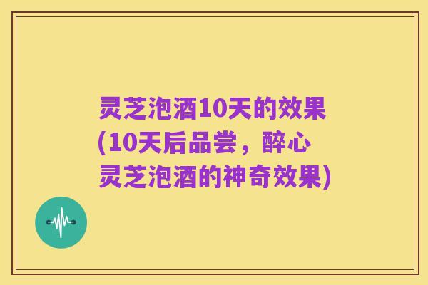 灵芝泡酒10天的效果(10天后品尝，醉心灵芝泡酒的神奇效果)