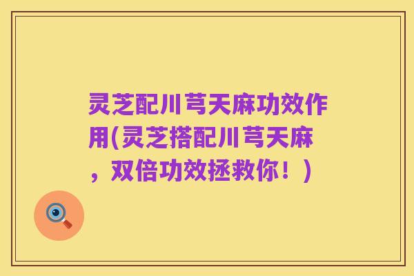 灵芝配川芎天麻功效作用(灵芝搭配川芎天麻,双倍功效拯救你!)