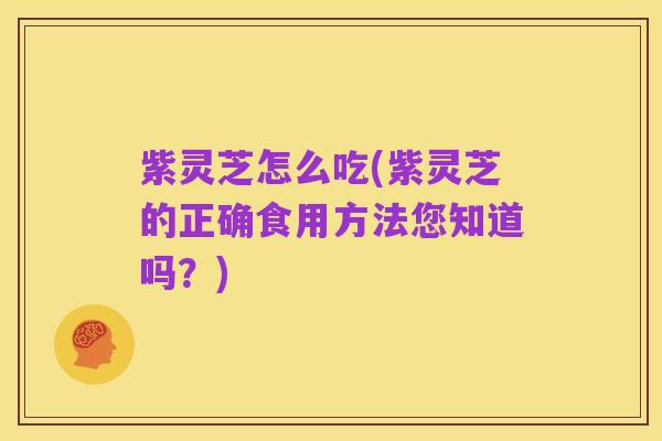 紫灵芝怎么吃(紫灵芝的正确食用方法您知道吗?)
