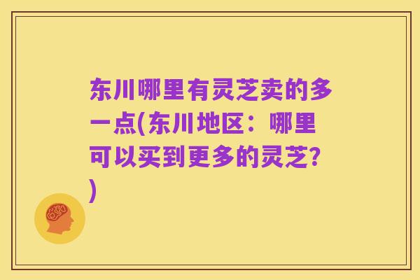 东川哪里有灵芝卖的多一点(东川地区:哪里可以买到更多的灵芝?)
