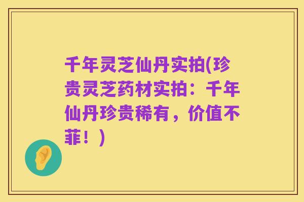千年灵芝仙丹实拍(珍贵灵芝药材实拍:千年仙丹珍贵稀有,价值不菲!)