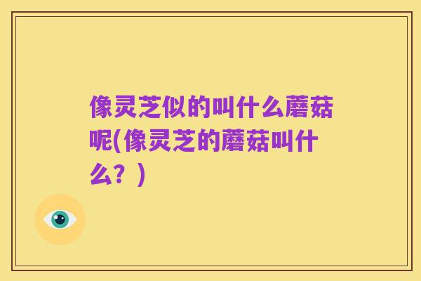 像灵芝似的叫什么蘑菇呢(像灵芝的蘑菇叫什么？)
