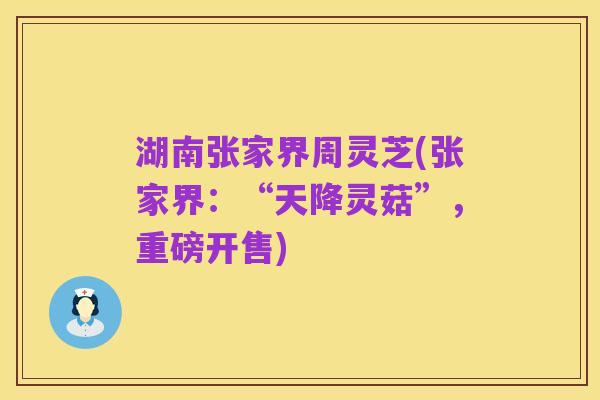 湖南张家界周灵芝(张家界:“天降灵菇”,重磅开售)
