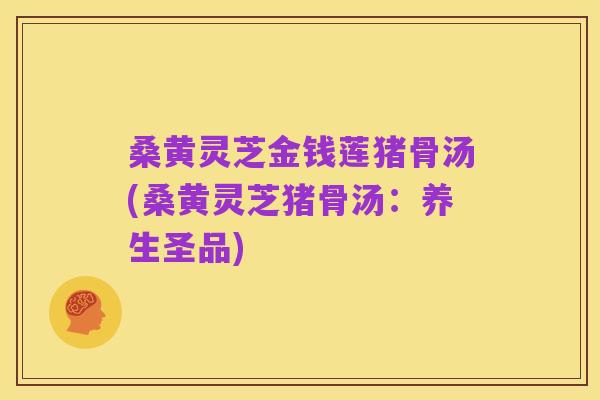 桑黄灵芝金钱莲猪骨汤(桑黄灵芝猪骨汤：养生圣品)