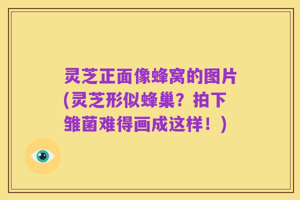 灵芝正面像蜂窝的图片(灵芝形似蜂巢?拍下雏菌难得画成这样!)