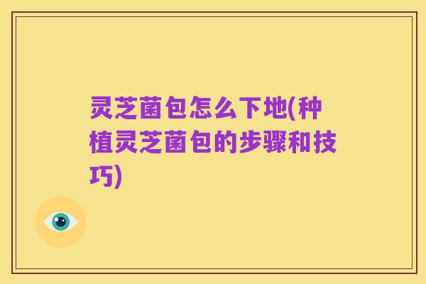 灵芝菌包怎么下地(种植灵芝菌包的步骤和技巧)