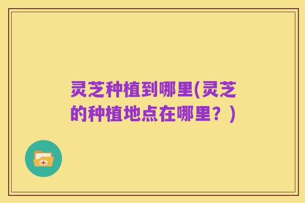灵芝种植到哪里(灵芝的种植地点在哪里?)
