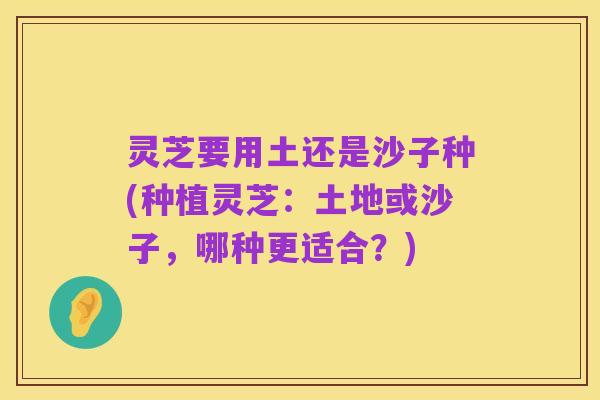 灵芝要用土还是沙子种(种植灵芝:土地或沙子,哪种更适合?)
