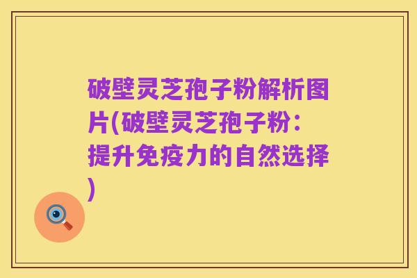 破壁灵芝孢子粉解析图片(破壁灵芝孢子粉：提升免疫力的自然选择)