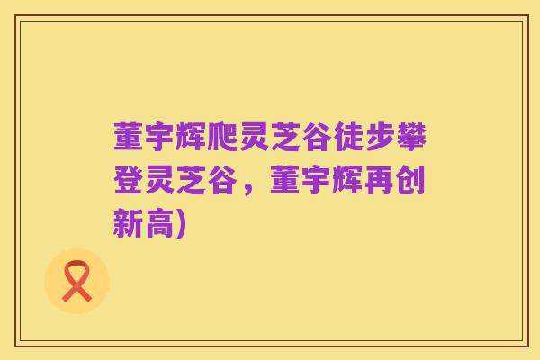 董宇辉爬灵芝谷徒步攀登灵芝谷,董宇辉再创新高)