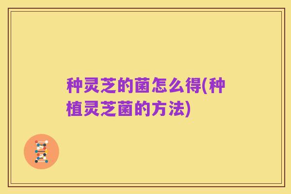 种灵芝的菌怎么得(种植灵芝菌的方法)