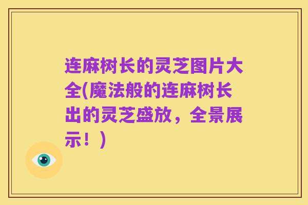 连麻树长的灵芝图片大全(魔法般的连麻树长出的灵芝盛放，全景展示！)
