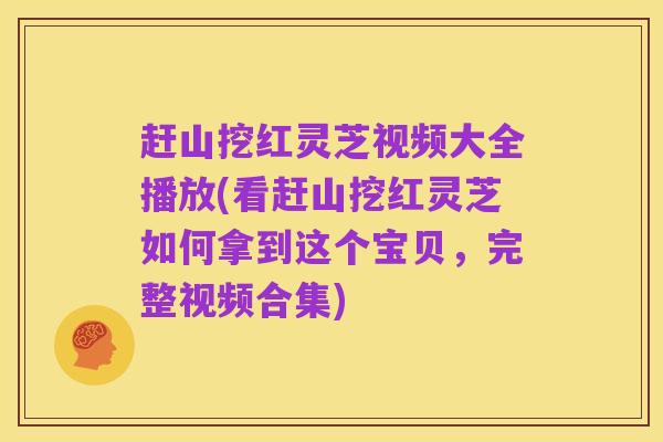 赶山挖红灵芝视频大全播放(看赶山挖红灵芝如何拿到这个宝贝,完整视频合集)