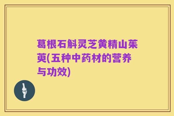 葛根石斛灵芝黄精山茱萸(五种中药材的营养与功效)