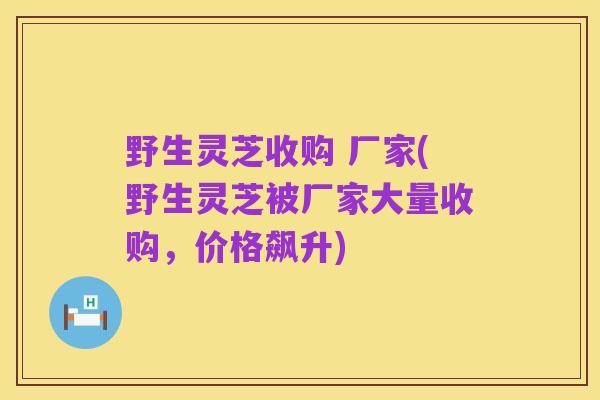 野生灵芝收购 厂家(野生灵芝被厂家大量收购,价格飙升)