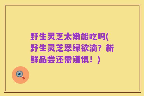 野生灵芝太嫩能吃吗(野生灵芝翠绿欲滴?新鲜品尝还需谨慎!)