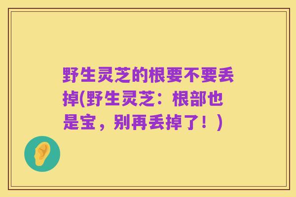 野生灵芝的根要不要丢掉(野生灵芝:根部也是宝,别再丢掉了!)