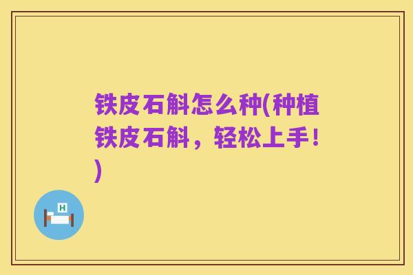 铁皮石斛怎么种(种植铁皮石斛,轻松上手!)