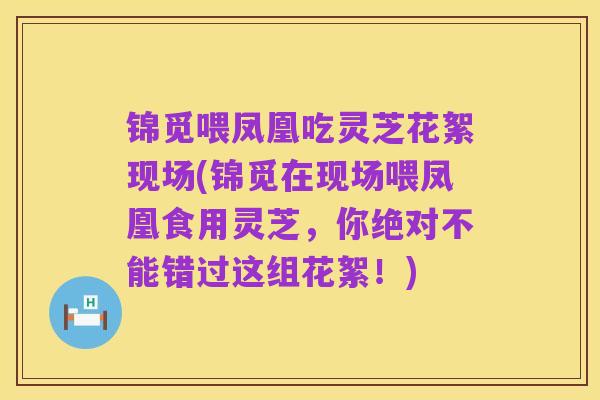 锦觅喂凤凰吃灵芝花絮现场(锦觅在现场喂凤凰食用灵芝,你绝对不能错过这组花絮!)