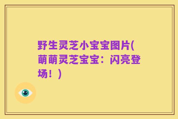 野生灵芝小宝宝图片(萌萌灵芝宝宝:闪亮登场!)