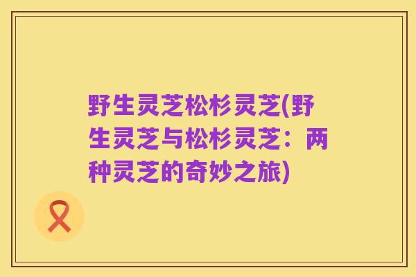 野生灵芝松杉灵芝(野生灵芝与松杉灵芝：两种灵芝的奇妙之旅)