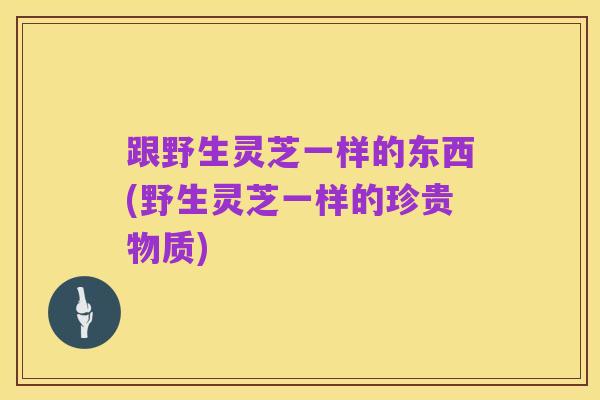 跟野生灵芝一样的东西(野生灵芝一样的珍贵物质)