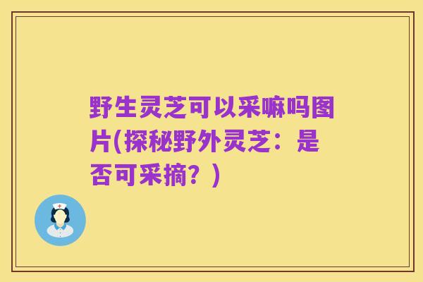 野生灵芝可以采嘛吗图片(探秘野外灵芝:是否可采摘?)