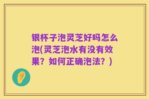 银杯子泡灵芝好吗怎么泡(灵芝泡水有没有效果？如何正确泡法？)