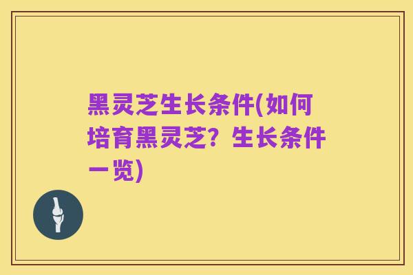 黑灵芝生长条件(如何培育黑灵芝？生长条件一览)