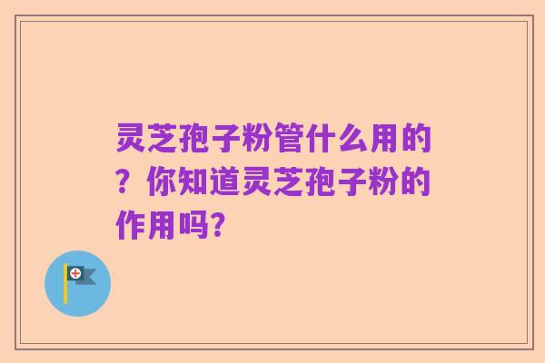 灵芝孢子粉管什么用的？你知道灵芝孢子粉的作用吗？