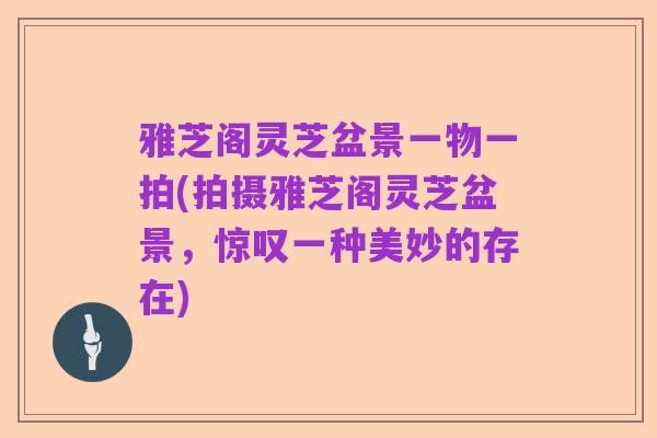 雅芝阁灵芝盆景一物一拍(拍摄雅芝阁灵芝盆景，惊叹一种美妙的存在)