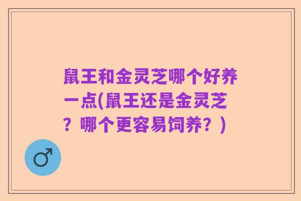 鼠王和金灵芝哪个好养一点(鼠王还是金灵芝？哪个更容易饲养？)