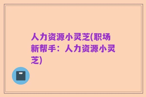 人力资源小灵芝(职场新帮手:人力资源小灵芝)