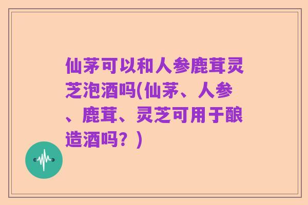 仙茅可以和人参鹿茸灵芝泡酒吗(仙茅、人参、鹿茸、灵芝可用于酿造酒吗?)