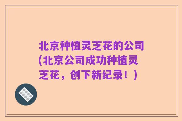 北京种植灵芝花的公司(北京公司成功种植灵芝花,创下新纪录!)