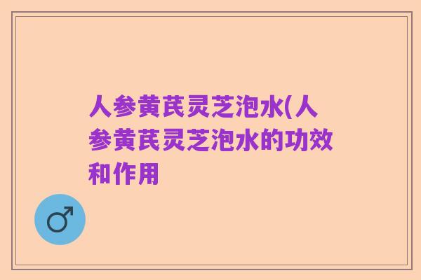 人参黄芪灵芝泡水(人参黄芪灵芝泡水的功效和作用