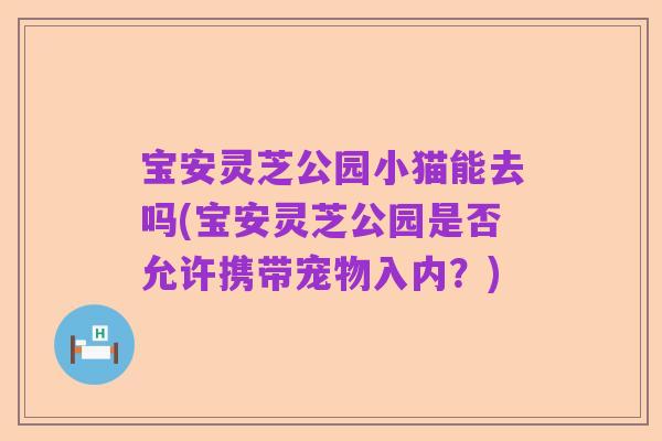 宝安灵芝公园小猫能去吗(宝安灵芝公园是否允许携带宠物入内?)