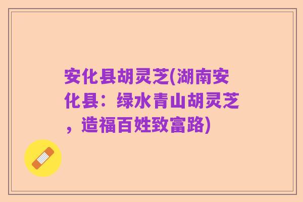 安化县胡灵芝(湖南安化县:绿水青山胡灵芝,造福百姓致富路)