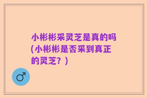 小彬彬采灵芝是真的吗(小彬彬是否采到真正的灵芝？)